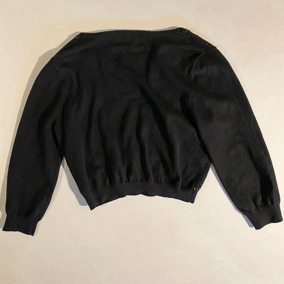 Forever 21 Black Cropped Cardigan with Gold Beaded Detail - Picture 6 of 8